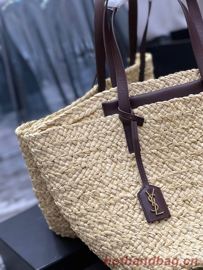 SAINT LAURENT PANIER MEDIUM BAG IN RAFFIA 693242 IVORY