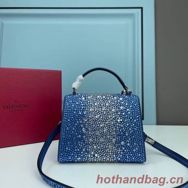 VALENTINO GARAVANI VSLING Shiny diamond Mini totebag XW2B1G9 Blue&silver-Tone Metal 