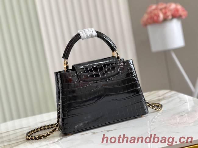 Louis Vuitton crocodile skin CAPUCINES BB M81190 black