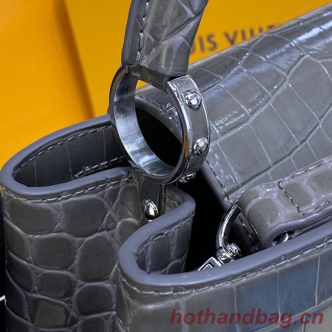 Louis Vuitton crocodile skin CAPUCINES BB M81190 dark gray