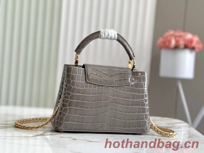 Louis Vuitton crocodile skin CAPUCINES BB M81190 gray