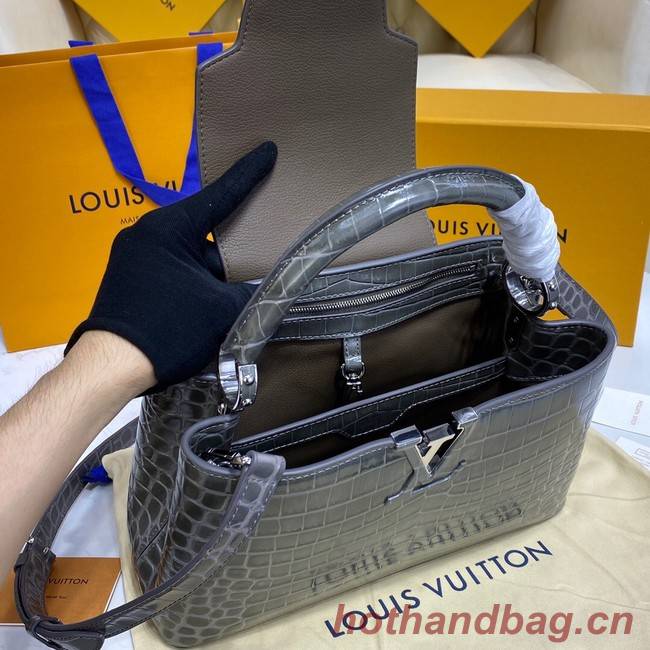 Louis Vuitton crocodile skin CAPUCINES M48866 dark gray