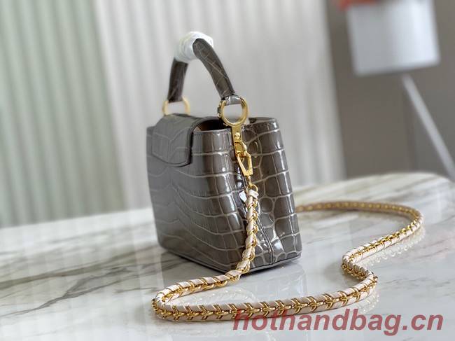 Louis Vuitton crocodile skin CAPUCINES MINI M81190 gray