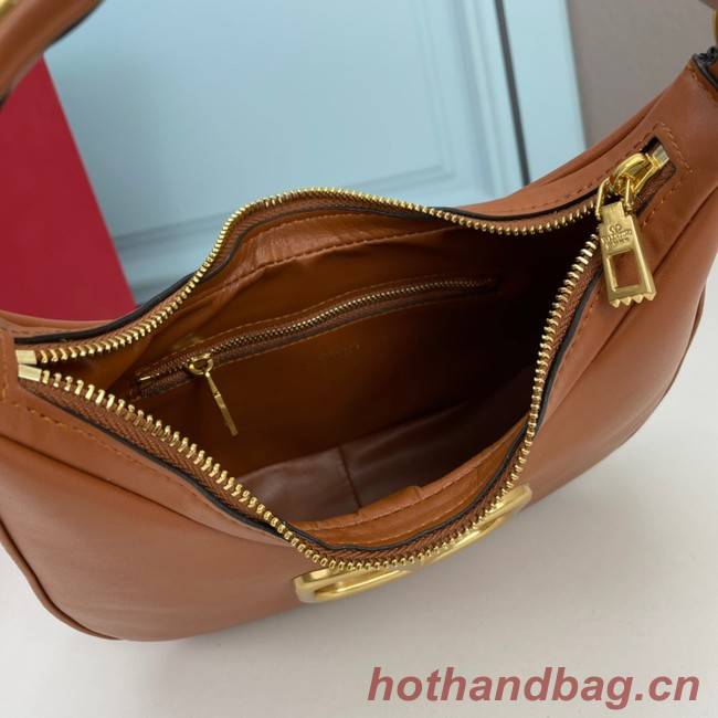 VALENTINO GARAVANI STUD SIGN Calf Leather Hobo bag 1W2B0K69 Caramel