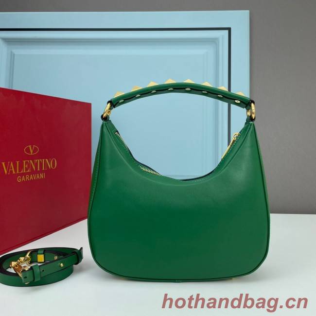 VALENTINO GARAVANI STUD SIGN Calf Leather Hobo bag 1W2B0K69 green