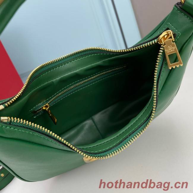 VALENTINO GARAVANI STUD SIGN Calf Leather Hobo bag 1W2B0K69 green