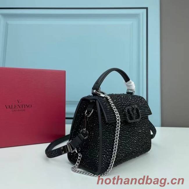 VALENTINO GARAVANI VSLING Shiny diamond Mini totebag XW2B1G9 black&black-Tone Metal