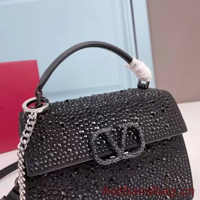 VALENTINO GARAVANI VSLING Shiny diamond Mini totebag XW2B1G9 black&black-Tone Metal