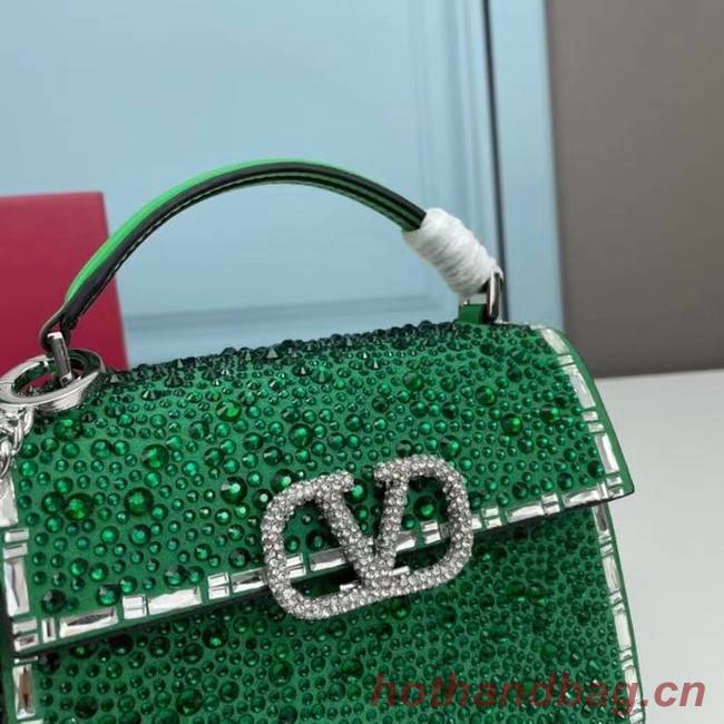 VALENTINO GARAVANI VSLING Shiny diamond Mini totebag XW2B1G9 green&silver-Tone Metal