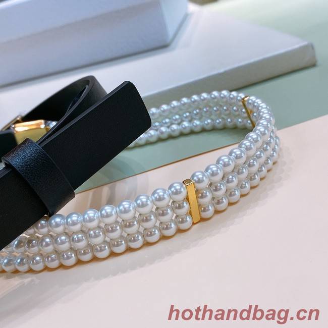 DIOR CARO PEARLS BELT 22 MM B0286UWFR black