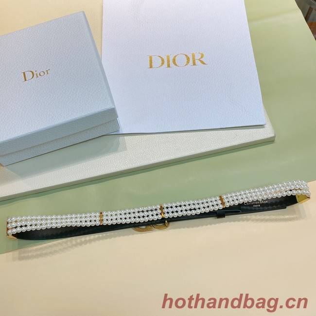 DIOR CARO PEARLS BELT 22 MM B0286UWFR black