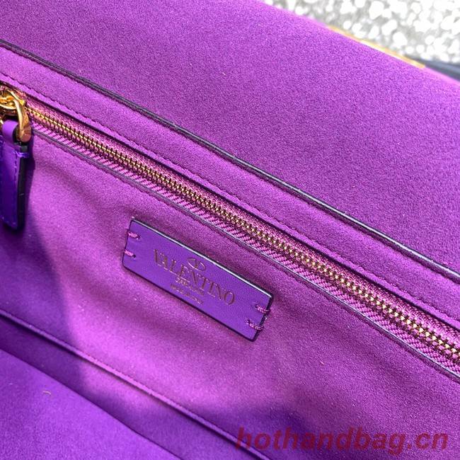 VALENTINO GARAVANI Roman Stud soft sheep leather chain shoulder bag VW0B0I82 purple