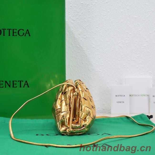 Bottega Veneta Mini intrecciato leather clutch with strap 585852 gold