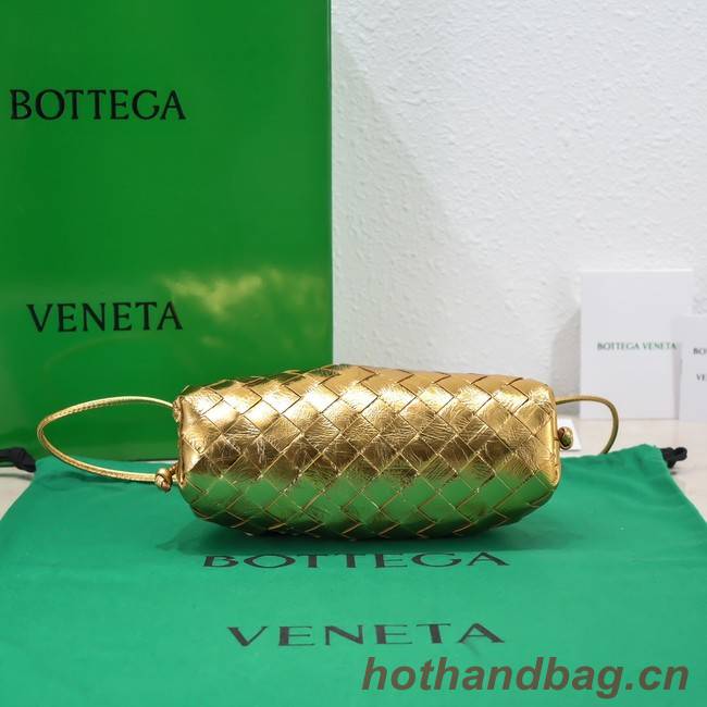 Bottega Veneta Mini intrecciato leather clutch with strap 585852 gold