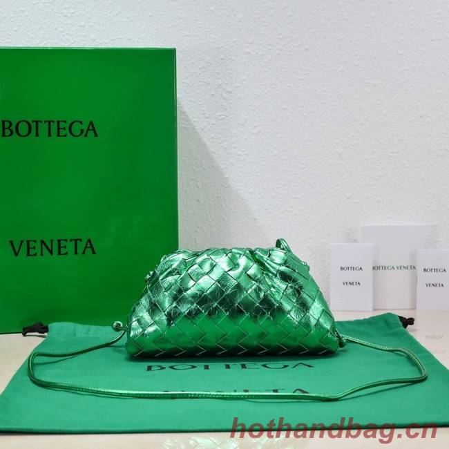 Bottega Veneta Mini intrecciato leather clutch with strap 585852 green