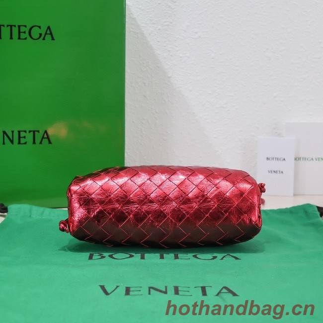 Bottega Veneta Mini intrecciato leather clutch with strap 585852 red