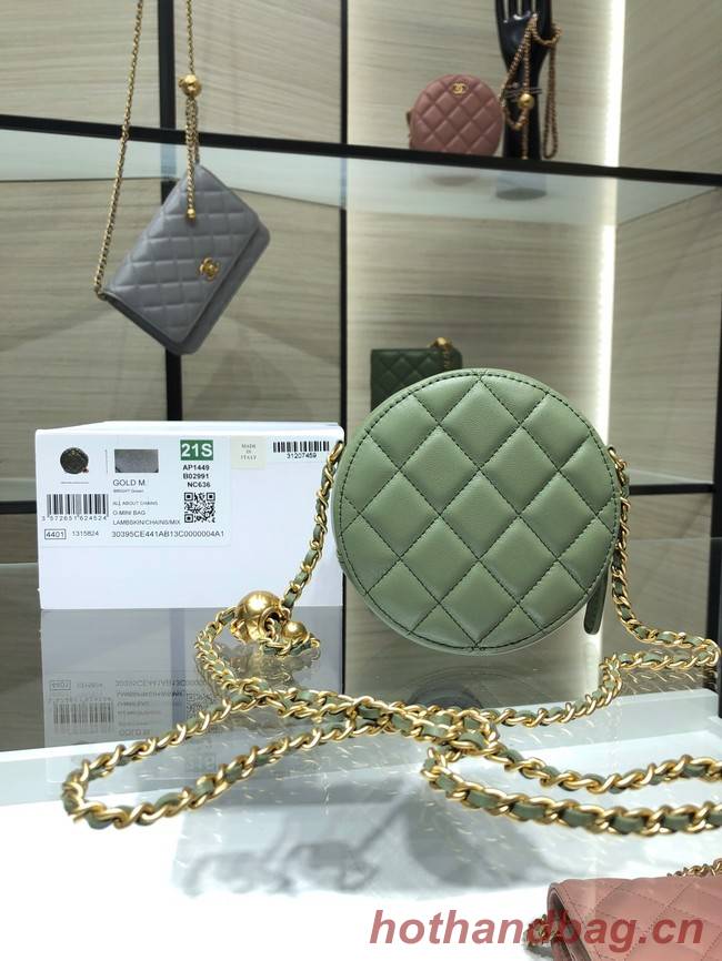 Chanel CLUTCH WITH CHAIN Lambskin & Gold-Tone Metal AS1449 green