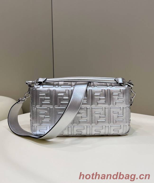 Fendi Baguette Large leather bag 8BR771A silver