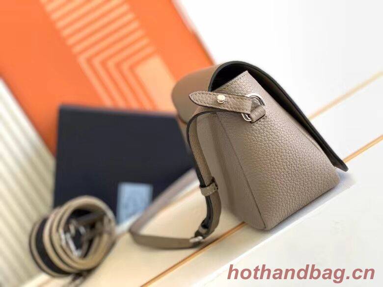 Prada Leather bag with shoulder strap 1DB443 gray