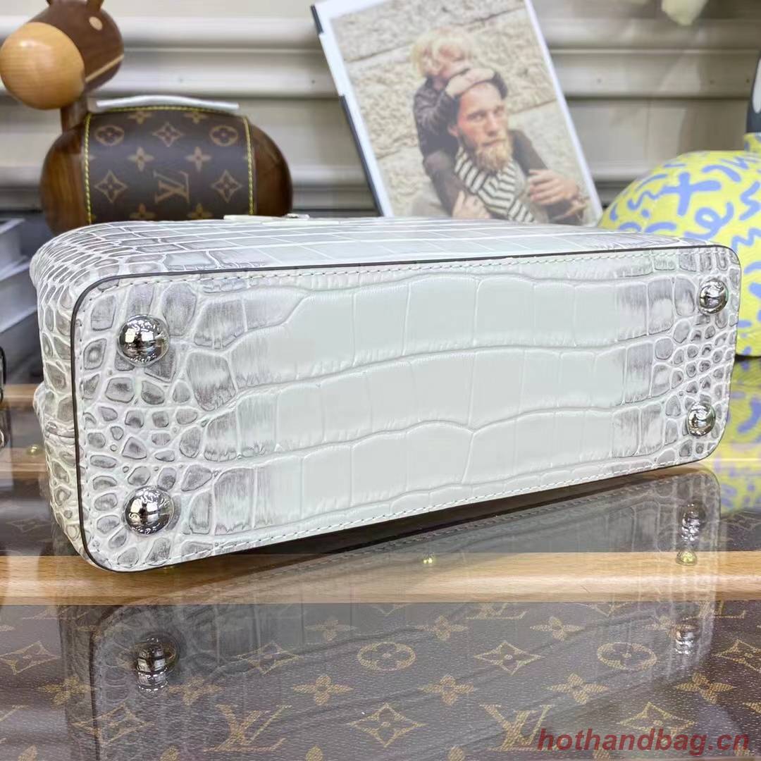 Louis Vuitton crocodile skin CAPUCINES BB M48865 White&Gray