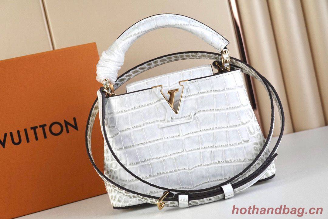 Louis Vuitton crocodile skin CAPUCINES MINI M48865 light gray