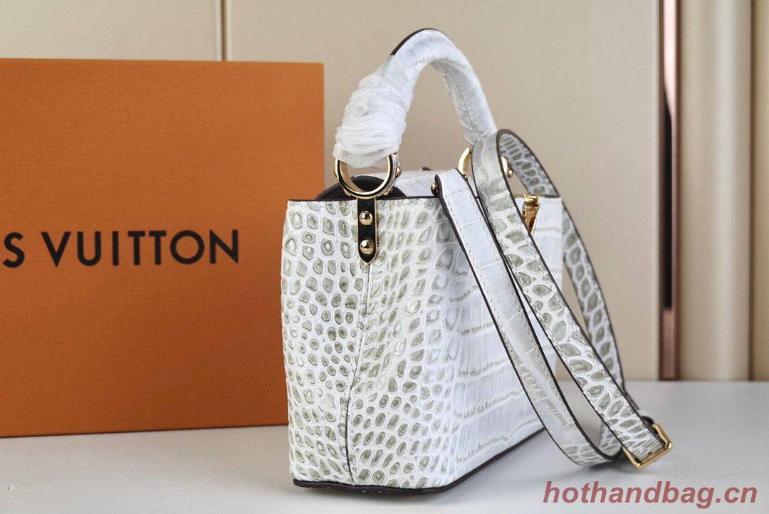 Louis Vuitton crocodile skin CAPUCINES MINI M48865 light gray