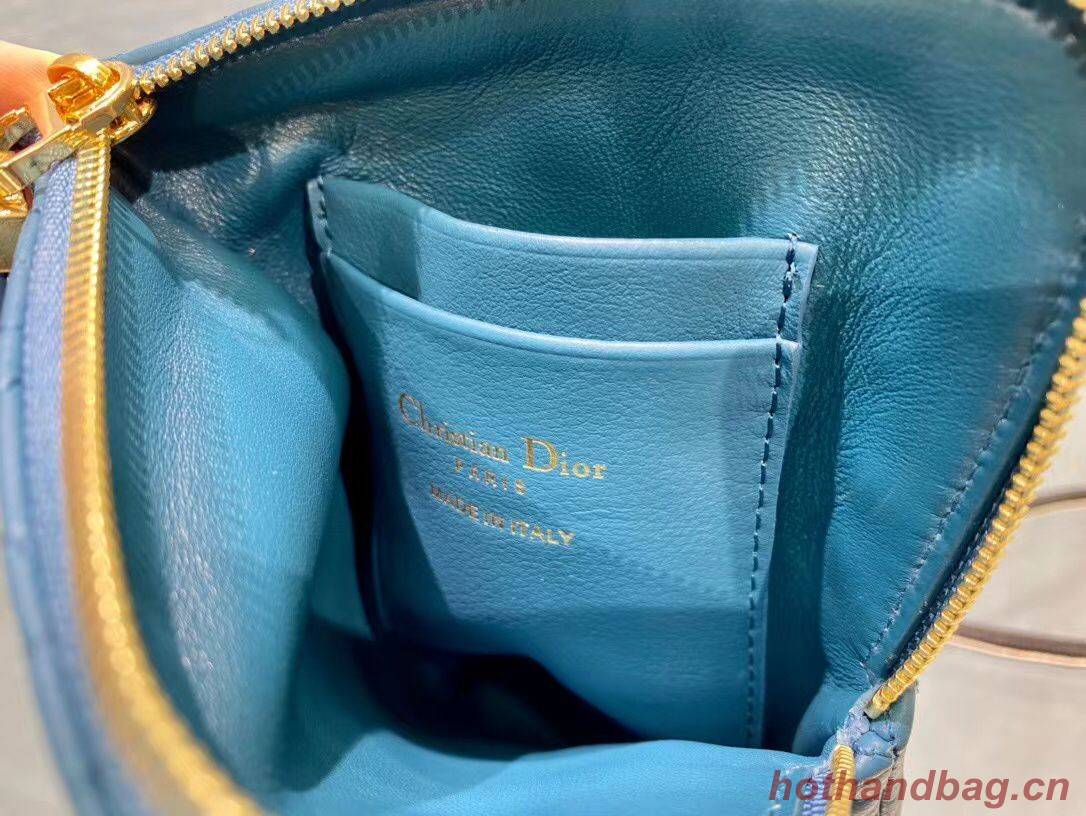 DIOR CARO MULTIFUNCTIONAL POUCH Supple Cannage Calfskin S5036UW Blue