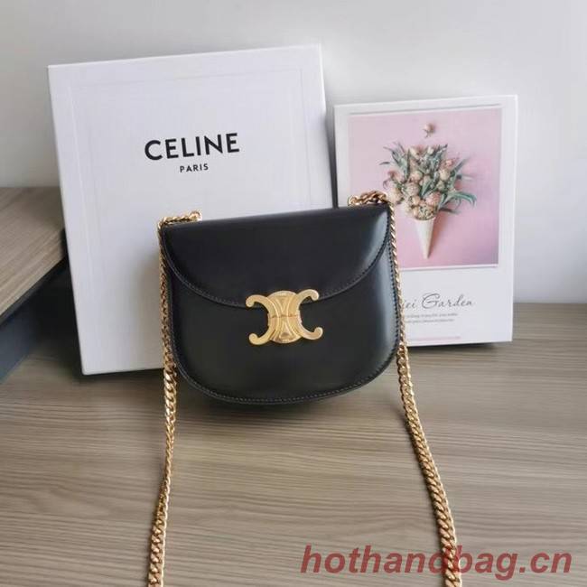 Celine TEEN CHAIN BESACE TRIOMPHE IN SHINY CALFSKIN 110973 BLACK