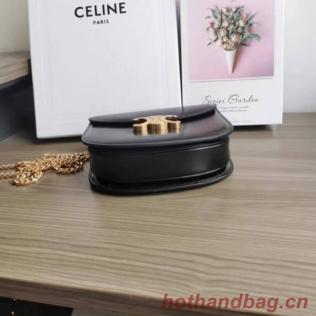 Celine TEEN CHAIN BESACE TRIOMPHE IN SHINY CALFSKIN 110973 BLACK