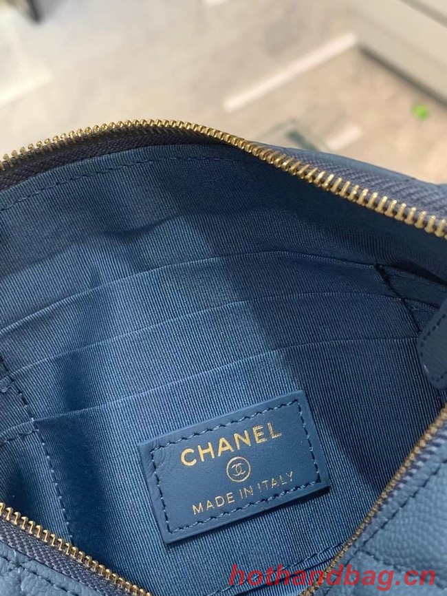 CHANEL SMALL POUCH Grained Calfskin & Gold-Tone Metal AP2968 blue