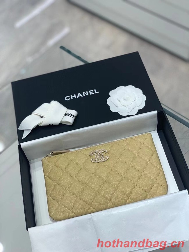 CHANEL SMALL POUCH Grained Calfskin & Gold-Tone Metal AP2968 yellow