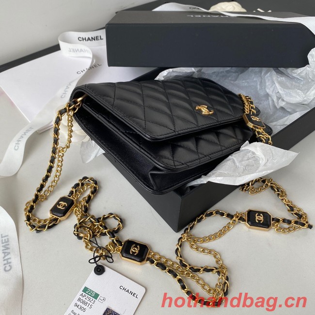 CHANEL WALLET ON CHAIN Lambskin & Gold-Tone Metal AP2923 black