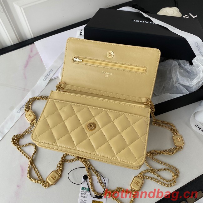 CHANEL WALLET ON CHAIN Lambskin & Gold-Tone Metal AP2923 light yellow