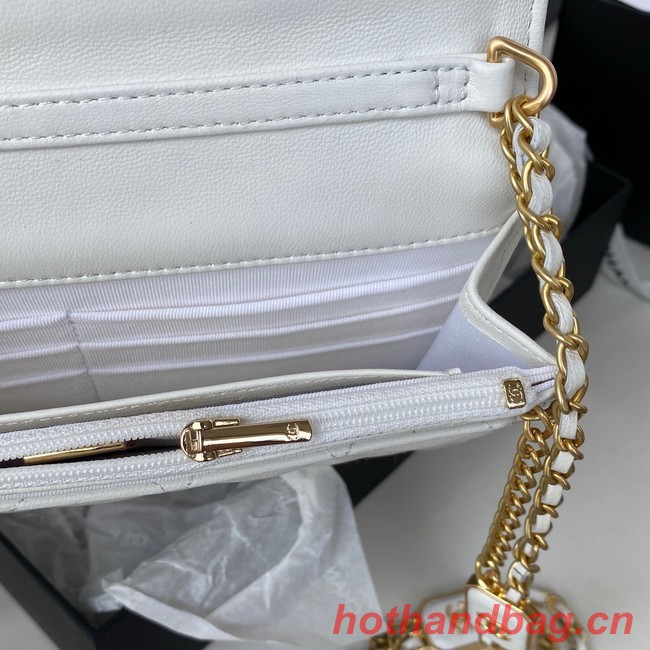 CHANEL WALLET ON CHAIN Lambskin & Gold-Tone Metal AP2923 white