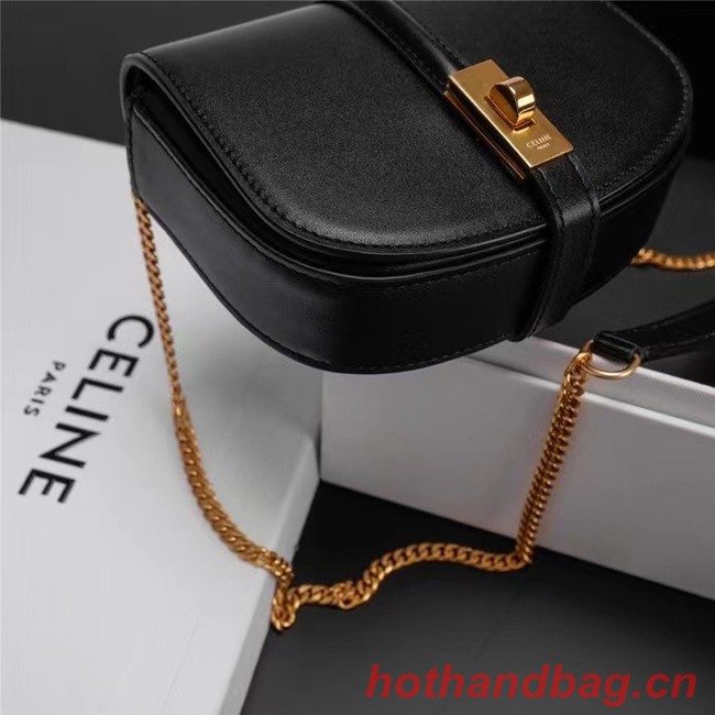 Celine TEEN CHAIN BESACE TRIOMPHE IN SHINY CALFSKIN 10G453 black