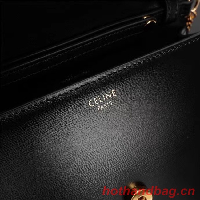 Celine TEEN CHAIN BESACE TRIOMPHE IN SHINY CALFSKIN 10J733 black