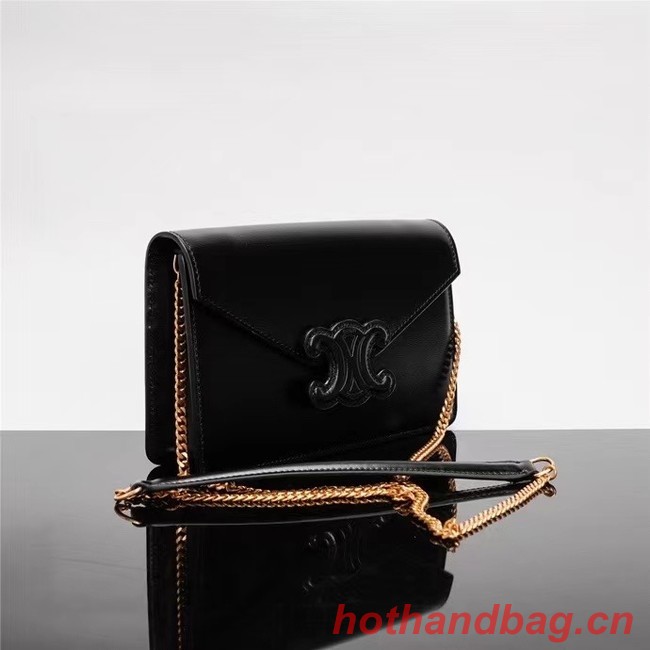 Celine TEEN CHAIN BESACE TRIOMPHE IN SHINY CALFSKIN 10J733 black