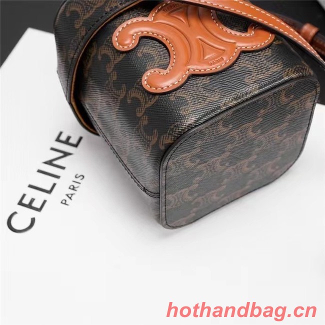 Celine MINI TEEN CLASSIC BAG IN TRIOMPHE CANVAS AND CALFSKIN 199263 black