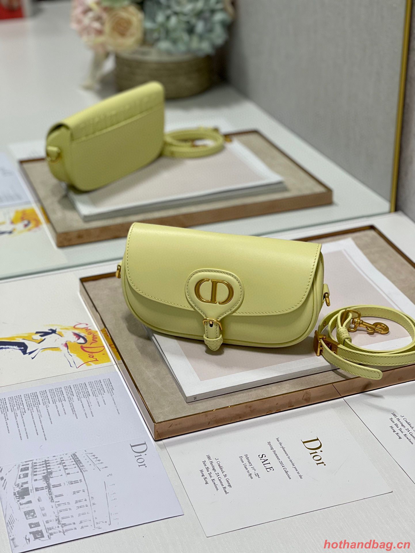 DIOR BOBBY EAST-WEST BAG Box Calfskin M9317S Lemon