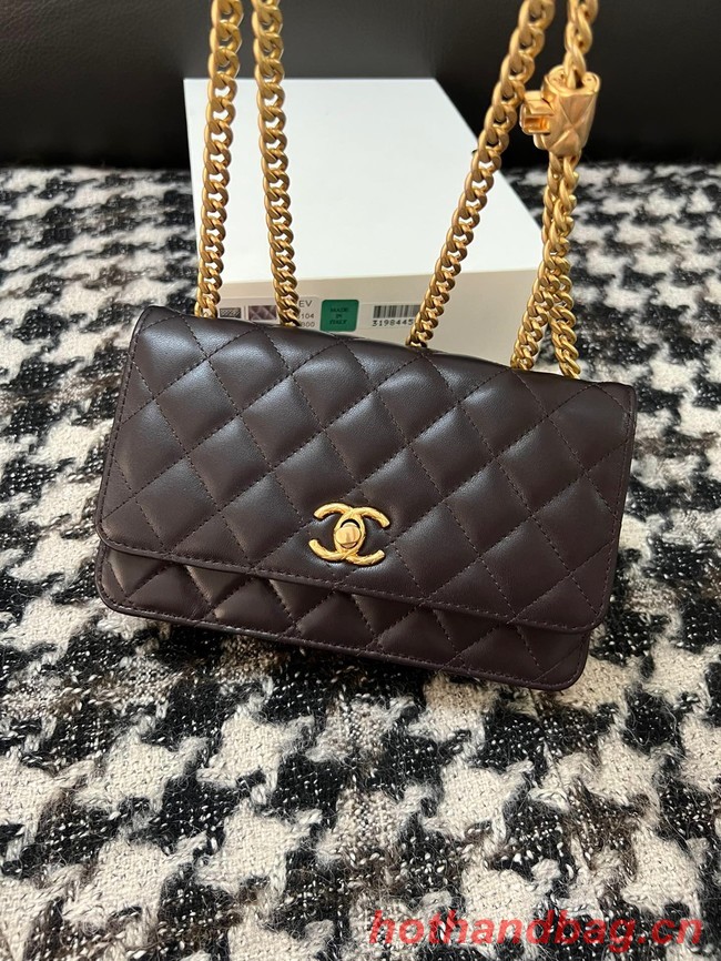 Chanel WALLET ON CHAIN Lambskin & Gold-Tone Metal AP3043 Black