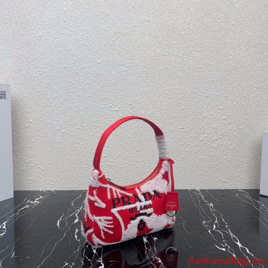 Prada Re-Edition 2000 embroidered drill mini bag 1NE515 red