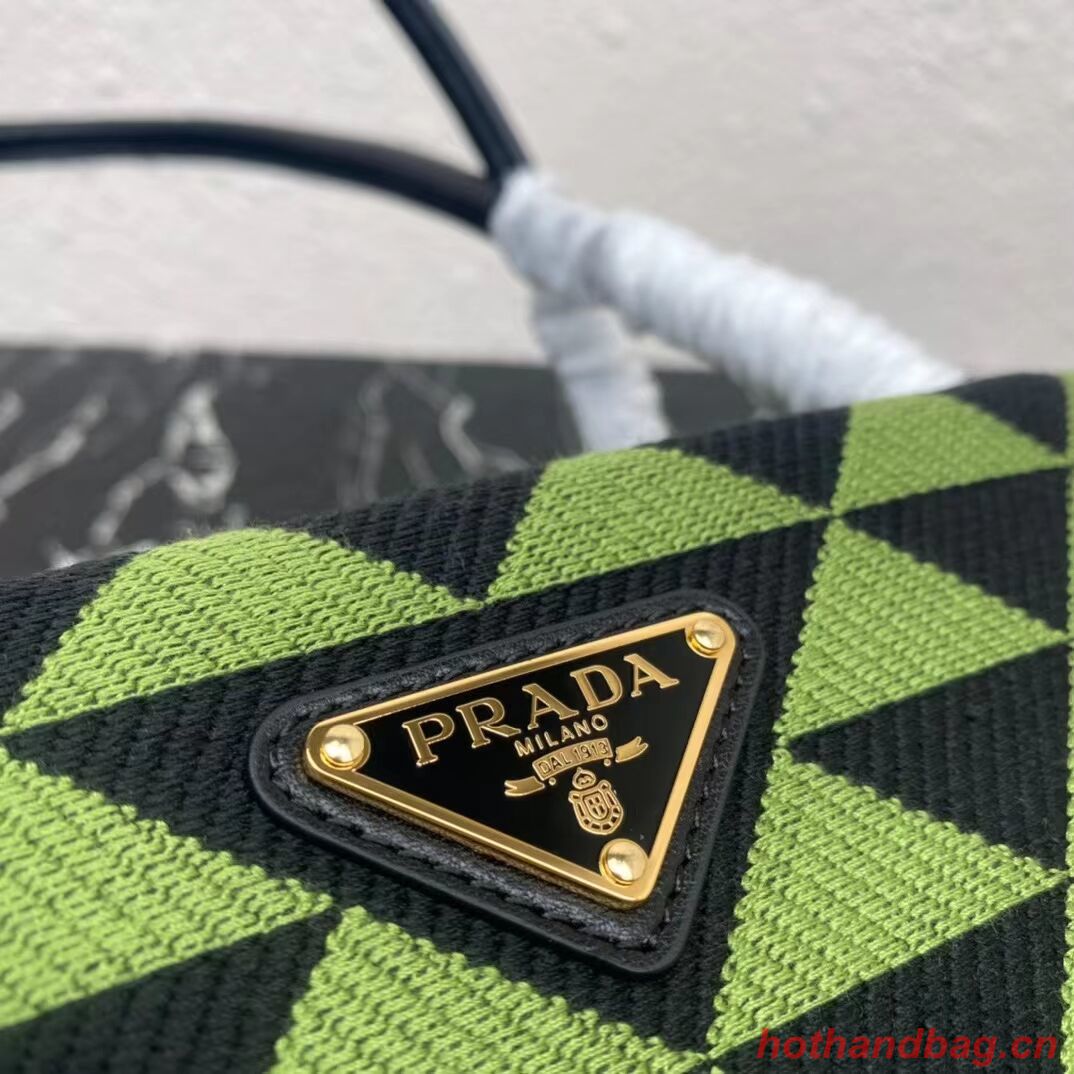 Prada Small embroidered fabric Symbole bag 1BA368 green