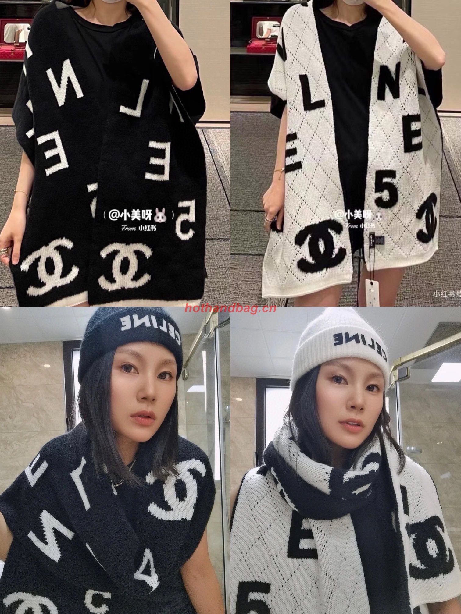 Chanel Wool Scarf CS56980 Black&White