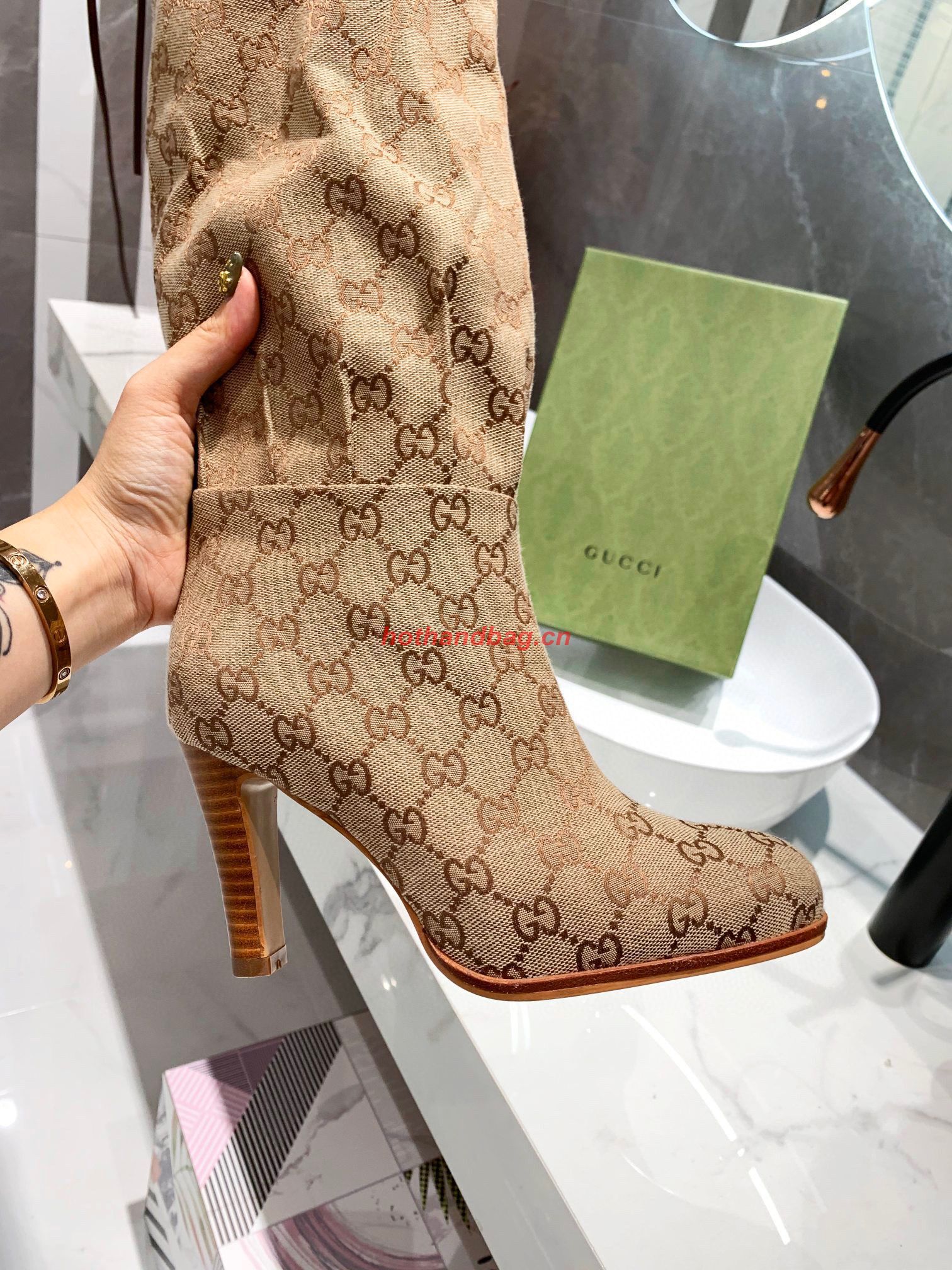 Gucci Boots 60CM Length 9CM Heels C7191003 Khaki