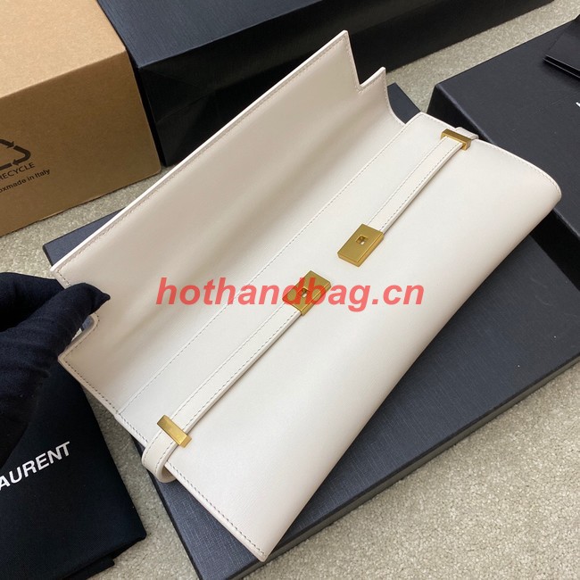 SAINT LAURENT MANHATTAN CLUTCH IN BOX SAINT LAURENT LEATHER 695949 WHITE