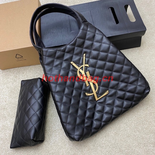 Yves Saint Laurent ICARE MAXI SHOPPING BAG IN QUILTED LAMBSKIN 698652 Black