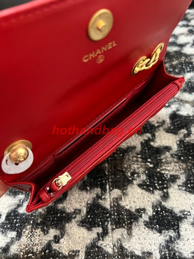 Chanel WALLET ON CHAIN Lambskin & Gold-Tone Metal 68107 red