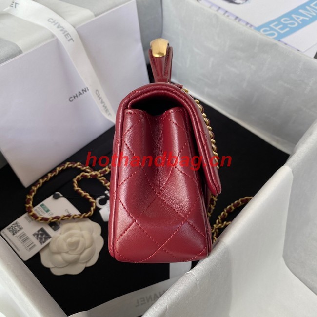 Chanel MINI FLAP BAG WITH TOP HANDLE AS2431 red