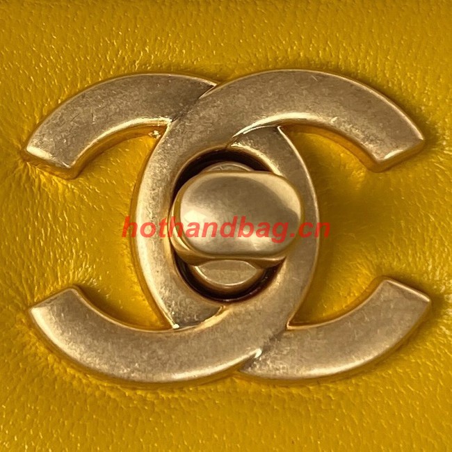 Chanel MINI FLAP BAG WITH TOP HANDLE AS2431 yellow