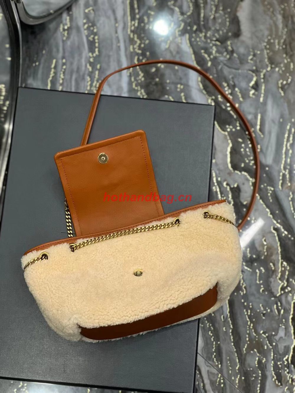 SAINT LAUREN LE MAILLON BUCKET BAG IN SUEDE Y667738 brown